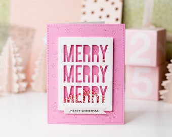 Merry Christmas Shaker Card - Keepsake Quality Handmade Card - Cute Christmas Card - Shaker Christmas Card - Shaker Card - Interactive Card