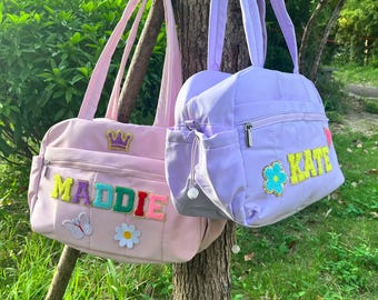 Borsa da viaggio personalizzata: borsa da viaggio con lettere in ciniglia personalizzate, borsa interna impermeabile, borsa da ballo, borsa sportiva, regali per lei