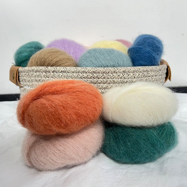 28 Colours Kid Mohair Silk yarn, Lace Yarn, Garnstudio Drops Design Knitting yarn, Yarn for knitting, Mohair Wool Yarn, Art Yarn