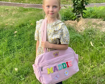 Personalized Duffel Bag : Custom Chenille Letter Duffel Bag, Waterproof Inner Bag, Dance Bag, Sport Bag, gifts for her