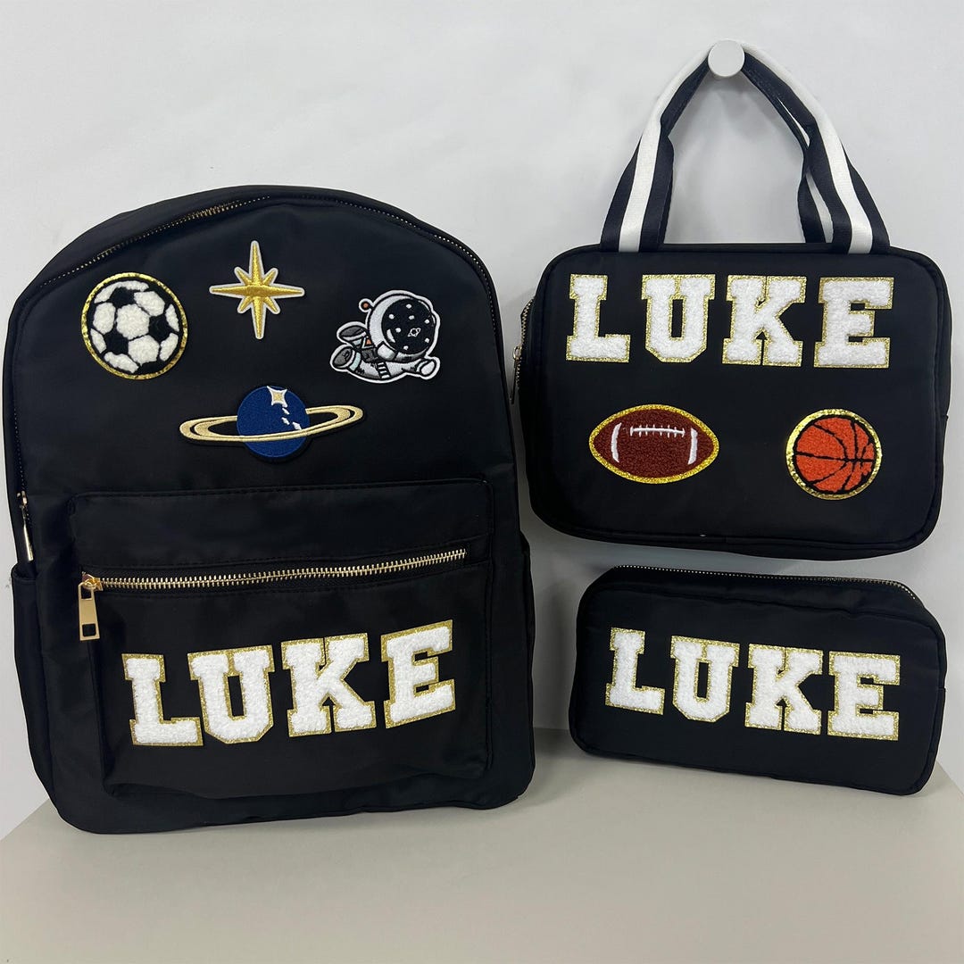 Custom Nylon Backpack and Lunch Bag and Pencil Case, Personalized ...