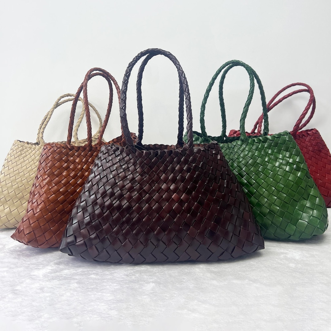 Woven Tote Vintage Top Layer Cowhide Handmade Shoulder Bag