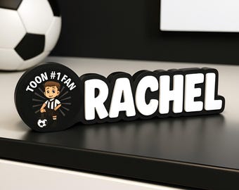 Personalised Newcastle Black & White Football Namesign – Custom Name Bedroom Door Sign, Football Fan Gift, Birthday or Christmas Present