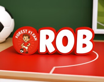 Gepersonaliseerde rode voetbalnaambord – Custom Nottingham-naam deurbord slaapkamer, voetbalfan cadeau, verjaardag of kerstcadeau