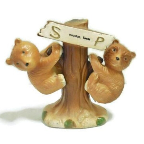 Northwoods Bears Salt and Pepper Set | Souvenir S & P Shaker Set | Cabin Decor Salt and Pepper Set |  Bears Climbing Tree