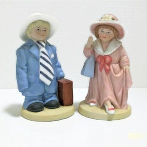 Playing Dress-Up Homco Figurines of Children Boy And Girl Figurines Dressed in Mom & Dad's Clothes image 1