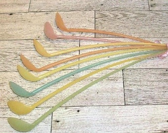 Tupperware Long Handle Ice Tea Spoons | Mixed Set Of Pastel Plastic Drink Stirring Spoons