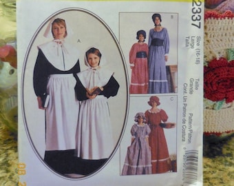 Prairie Style Or Pilgrim Woman's Dress Costume Pattern | Woman Size Large Period Enactment Costume