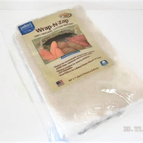 Wrap-N-Zap Cotton Batting | Pellon 100% Natural Cotton Batting | Microwave Safe For Cooking Creations
