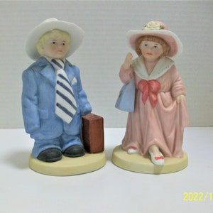 Playing Dress-Up Homco Figurines of Children Boy And Girl Figurines Dressed in Mom & Dad's Clothes image 4