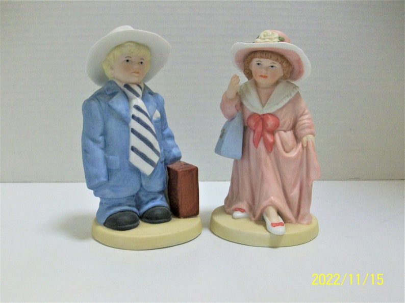 Playing Dress-Up Homco Figurines of Children Boy And Girl Figurines Dressed in Mom & Dad's Clothes image 4