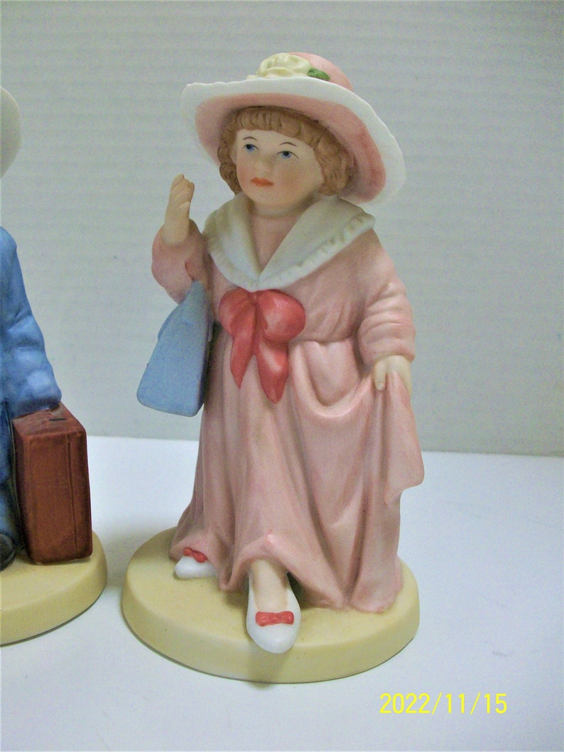 Playing Dress-Up Homco Figurines of Children Boy And Girl Figurines Dressed in Mom & Dad's Clothes image 3