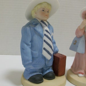 Playing Dress-Up Homco Figurines of Children Boy And Girl Figurines Dressed in Mom & Dad's Clothes image 2