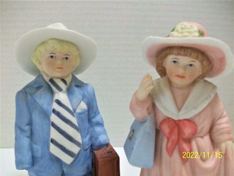 Playing Dress-Up Homco Figurines of Children Boy And Girl Figurines Dressed in Mom & Dad's Clothes image 5