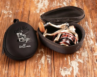 Personalized EVA Fishing Reel Case, Hard Shell Spinning Reel Protector, Portable Water-Drop Shaped Reel Bag, Custom Reel Storage Pouch