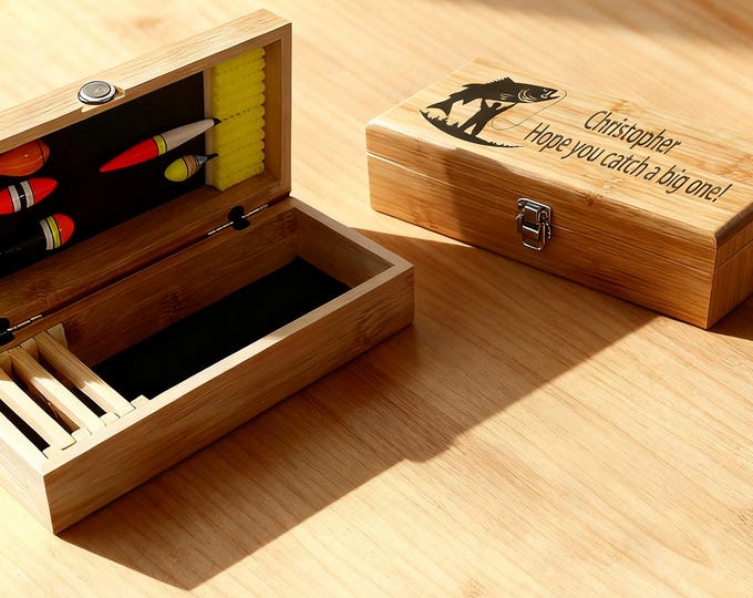 Personalization Handmade Wooden Fishing Box Minimalist Tackle Box for  Micro Fishing Accessories Storage Custom Engraved Gift for Angler