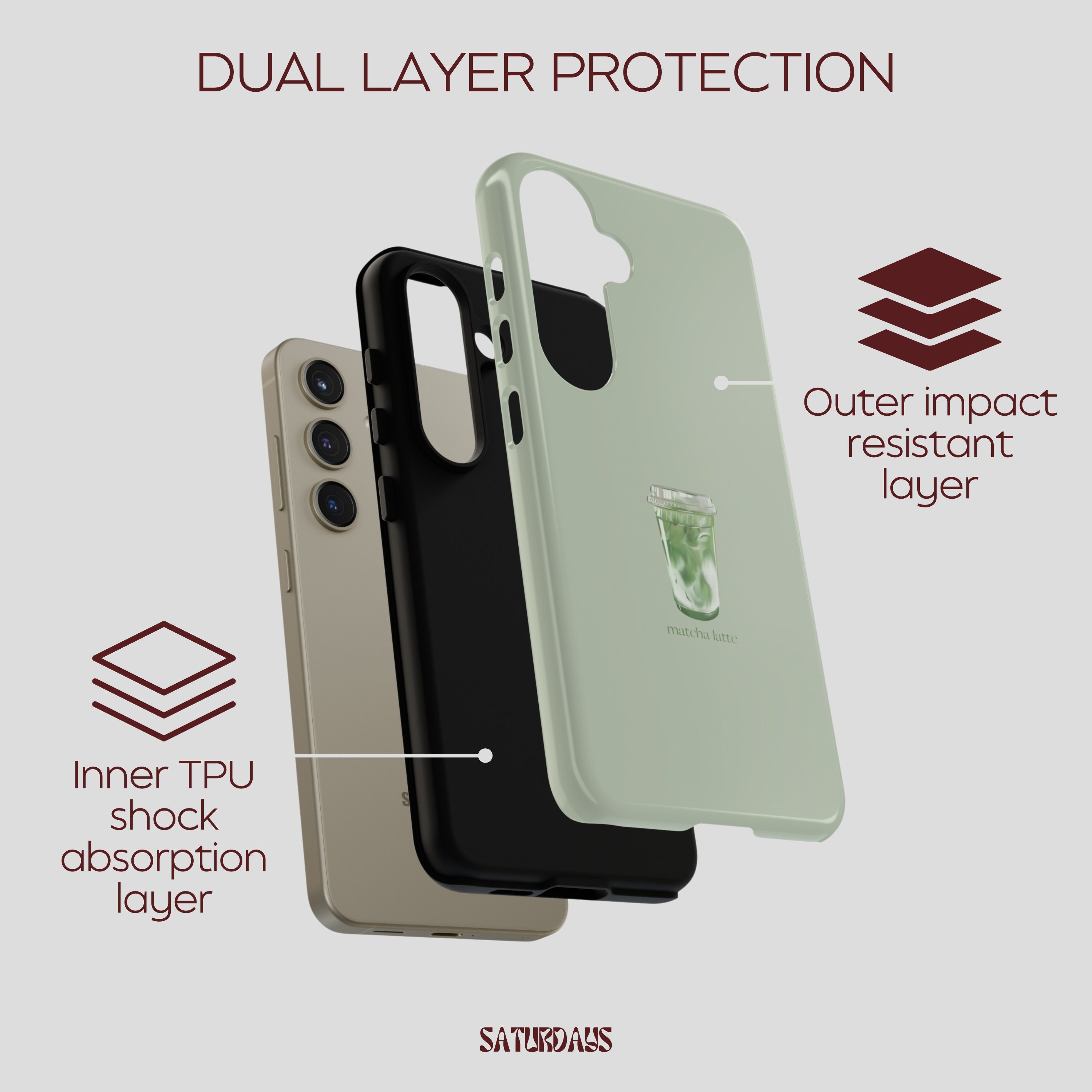 Iced Matcha Latte Phone Case, Matcha Lover Gift, Drinks Cute