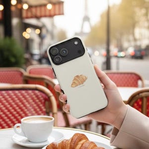 Croissant Phone Case, French Food Phone Case, Gift For Her, Beige, Pastry Cute Aesthetic iPhone 17 16 15 14 Pro Samsung Galaxy Google Pixel