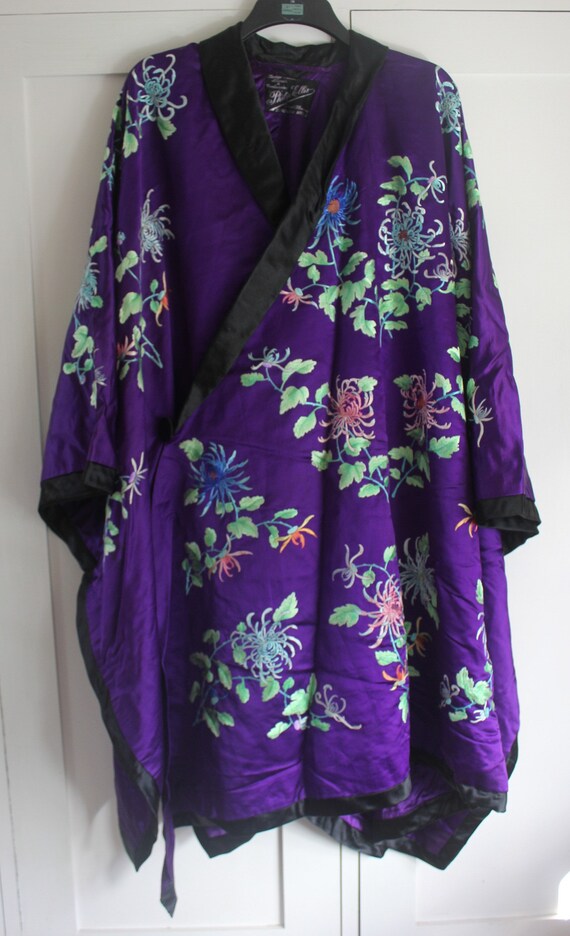 Antique Embroidered Silk Satin Couture Opera Coat