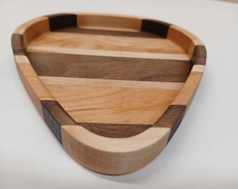 Guitar Pick Dish, Birthday Gift,Christmas Gift for Musicians, PIck Shaped Catch All, Hard Wood Tray, Gift for Musician,  3 Free Wooden Picks