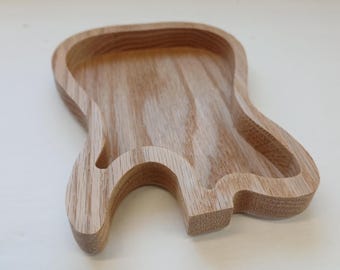 Guitar Catch All, Birthday Gift for Musician, Guitar Shaped, Catch All Tray, (Guitar Dish), Musician Gift, Hardwood Tray