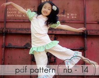 Everyday Princess Top with Puff Sleeves - nb - 14 and doll - pdf sewing pattern