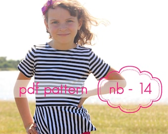 Girls Peplum Top - INSTANT DOWNLOAD - nb through 14 + doll - pdf sewing pattern