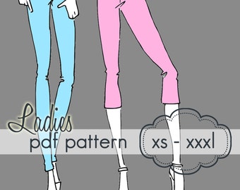 Ladies Basic Leggings - INSTANT DOWNLOAD - xs through xxxl, 3 length options shorts, capri, full  - pdf sewing pattern