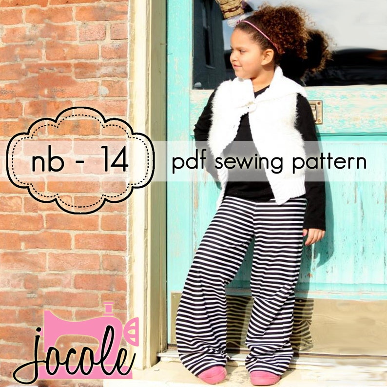 Girls Wideleg Pants, Capris and Shorts INSTANT DOWNLOAD nb through 14 doll, 3 length options pdf sewing pattern image 1