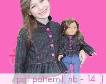 Little Miss Derby Jacket - INSTANT download - pdf sewing pattern - nb through 14 and 18 doll