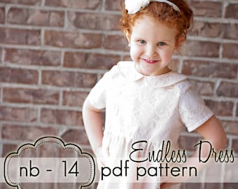 Girls Endless Dress - INSTANT DOWNLOAD - nb through 14 + doll - pdf sewing pattern