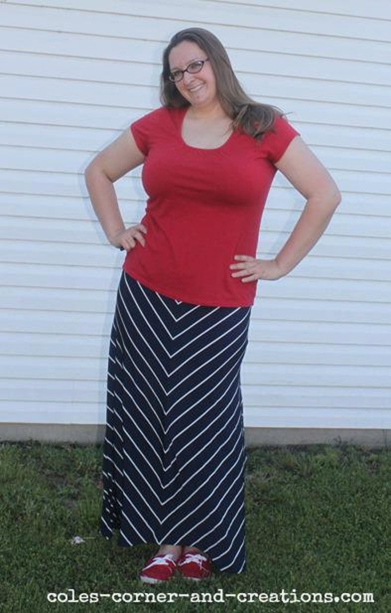 Ladies Yoga A-Line Skirt INSTANT DOWNLOAD xs through xxxl, 9 length options knee through maxi pdf sewing pattern image 4