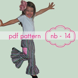 Mega Ruffle Pants - INSTANT download - shorts, capris, full lengths - nb-14 - pdf sewing pattern