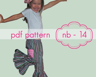 Mega Ruffle Pants - INSTANT download - shorts, capris, full lengths - nb-14 - pdf sewing pattern