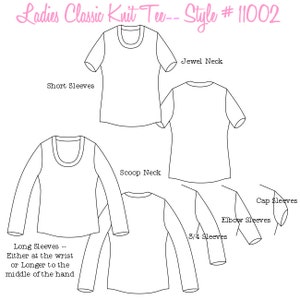 Ladies Classic Tee INSTANT DOWNLOAD xs through xxxl pdf sewing pattern image 2