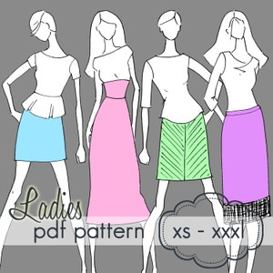 Ladies Knit Pencil Skirt - INSTANT DOWNLOAD - xs through xxxl, 8 length options mini to calf - pdf sewing pattern