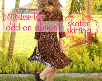 Girls Peplum Top - Skater Skirt Add-on - INSTANT DOWNLOAD - nb through 14 + doll - pdf sewing pattern