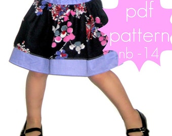 Double Layer Ruffle Skirt - INSTANT download - pdf sewing pattern - nb-14, 3 length options