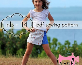 Faux Wrap Skort - INSTANT download - pdf sewing pattern - nb through 14 + doll