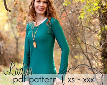 Ladies Classic Tee - INSTANT DOWNLOAD - xs through xxxl - pdf sewing pattern