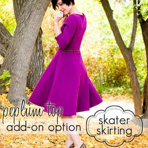 Dames Peplum Top - Skater Rok Add-on - INSTANT DOWNLOAD - xs tot en met xxxl - pdf naaipatroon