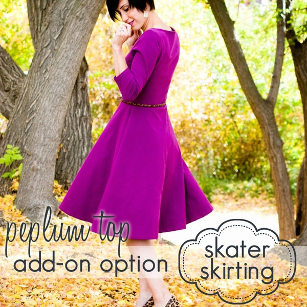 Ladies Peplum Top - Skater Skirt Add-on - INSTANT DOWNLOAD - xs through xxxl - pdf sewing pattern