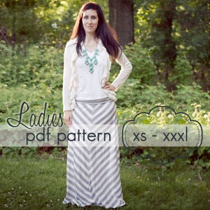 Ladies Yoga A-Line Skirt INSTANT DOWNLOAD xs through xxxl, 9 length options knee through maxi pdf sewing pattern image 1