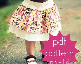 Double Layer Ruffle Skirt - INSTANT download - pdf sewing pattern - nb-14, 3 length options