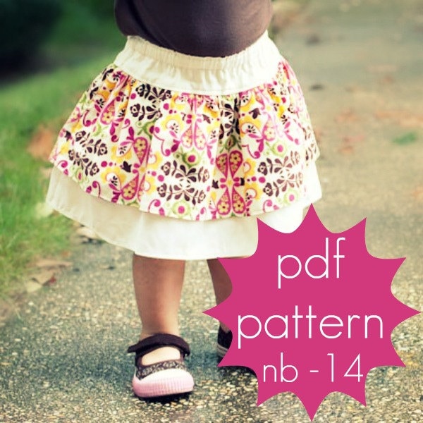 Double Layer Ruffle Skirt - INSTANT download - pdf sewing pattern - nb-14, 3 length options