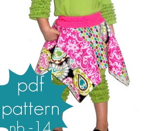 Pixie Strip Skirt - INSTANT download - pdf sewing pattern - nb-14 - asymmetrical strip, pieced strip work, faery, faerie