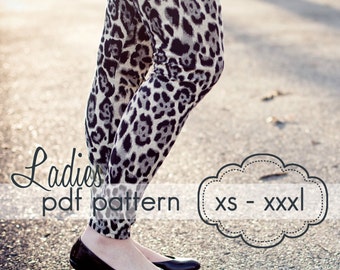 Ladies Basic Leggings - INSTANT DOWNLOAD - xs through xxxl, 3 length options shorts, capri, full  - pdf sewing pattern