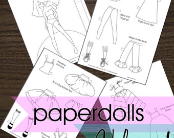 Coloring Paperdolls - Vol. 1 - Printable PDF - Instant Download