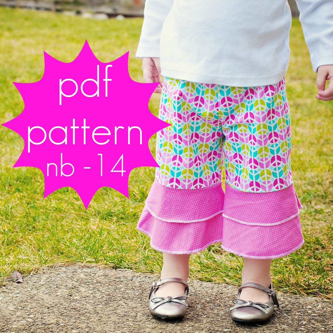 パンツ TYPESERVICE Mixed Pattern Ruffled Pants Flounce Ruffle Pants - INSTANT Download - Pdf Sewing Pattern