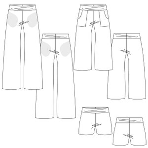 Girls Wideleg Pants, Capris and Shorts INSTANT DOWNLOAD nb through 14 doll, 3 length options pdf sewing pattern image 3